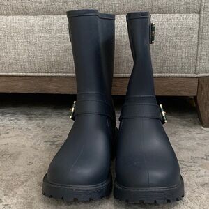Tommy Hilfiger Navy Blue Rugged Rain Boot Mid Calf Footwear